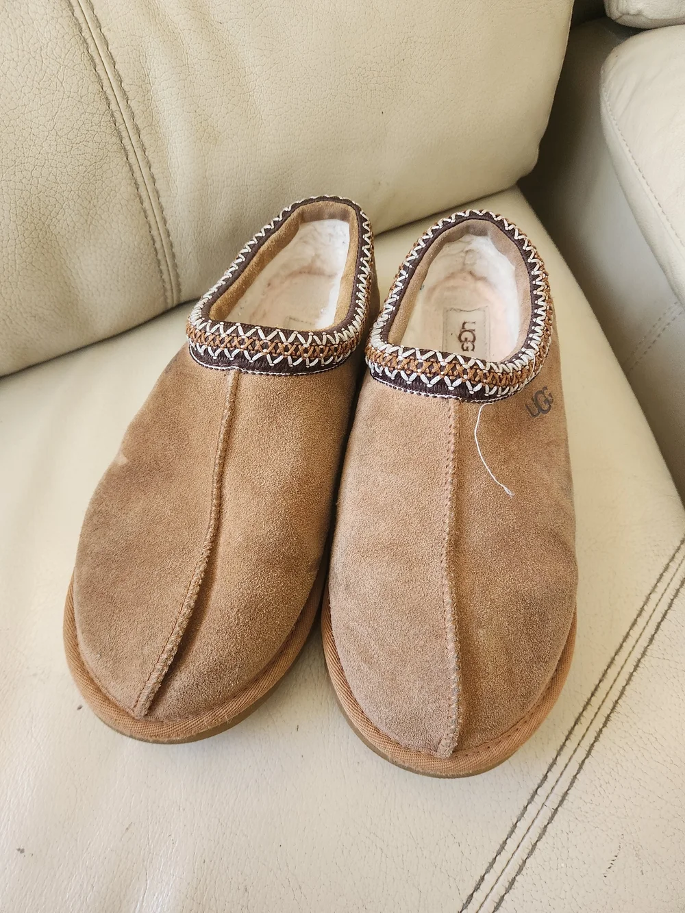 UGG Men’s Suede Slip-On Loafers in Chestnut Brown